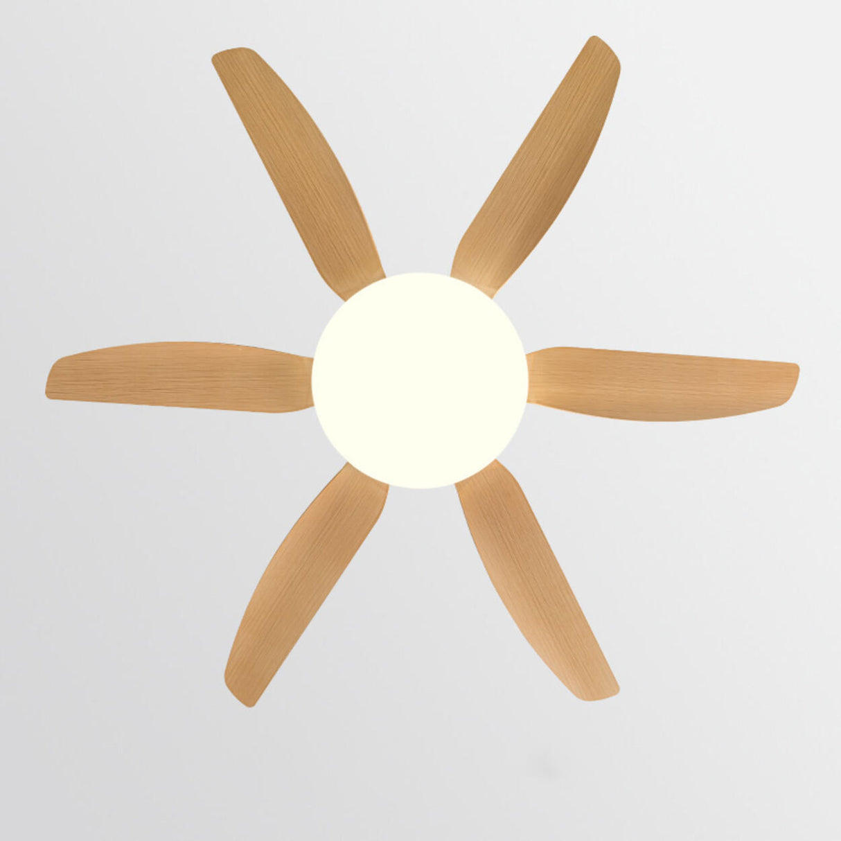 Stylish Simple 6 Blade Wood Ceiling Fan with LED Light Image - 4