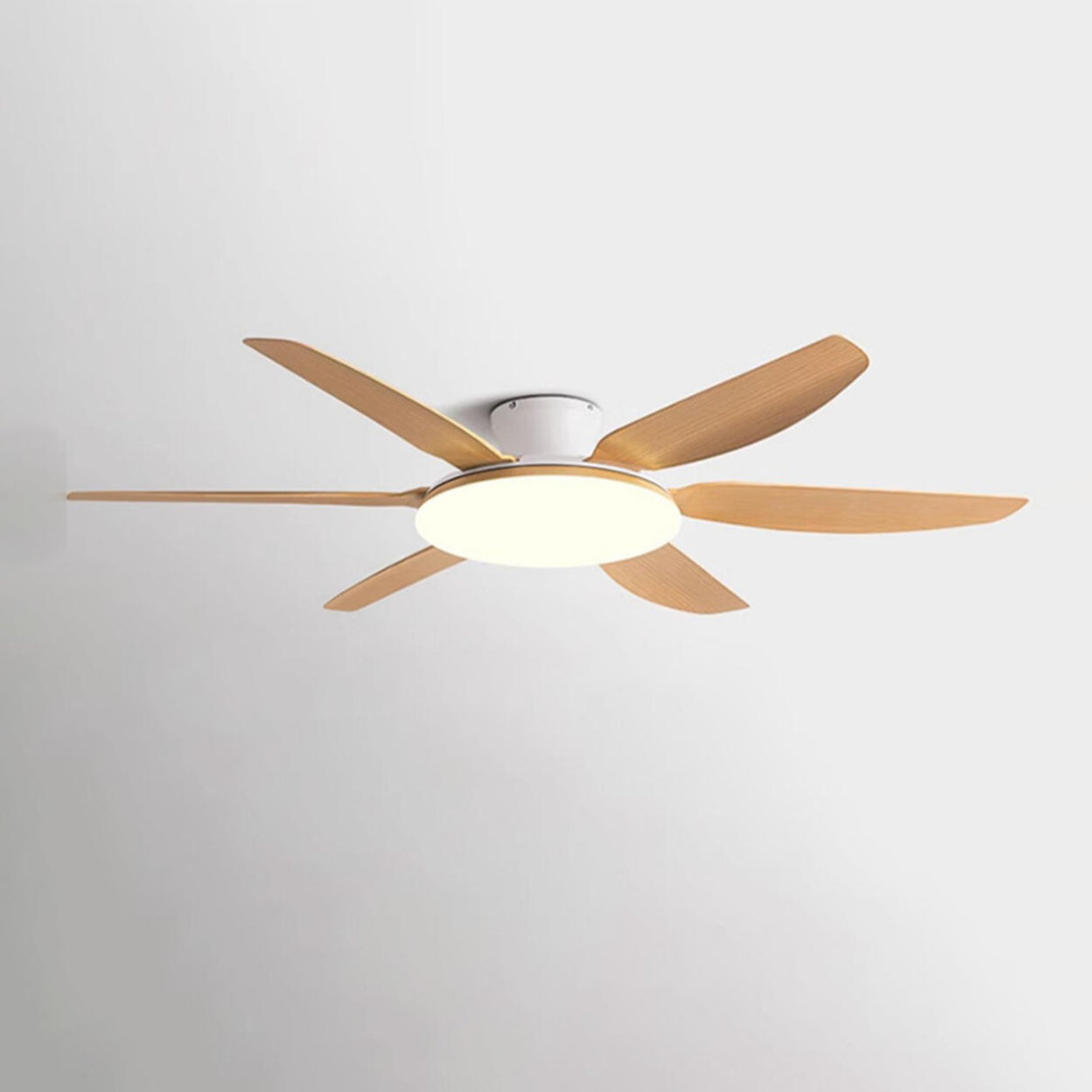 Stylish Simple 6 Blade Wood Ceiling Fan with LED Light Image - 8