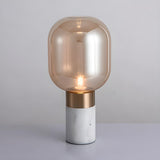 Stylish Simple Column Marble Base Bulb Shape Table Lamp Image - 9