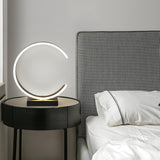 Stylish Simple Crescent LED Metal Bedside Table Lamp Image - 17