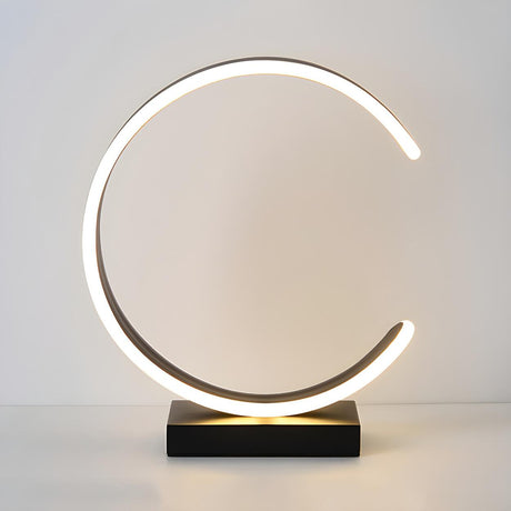 Stylish Simple Crescent LED Metal Bedside Table Lamp Image - 2