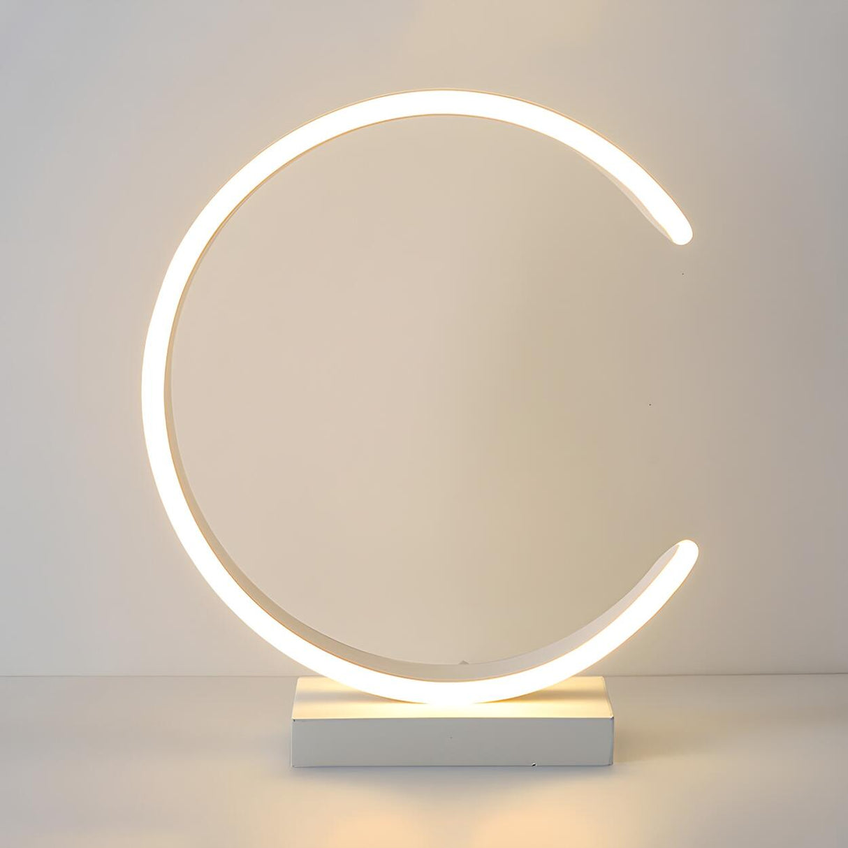 Stylish Simple Crescent LED Metal Bedside Table Lamp Image - 5