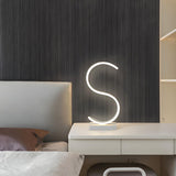 Stylish Simple Crescent LED Metal Bedside Table Lamp Image - 6