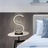 Stylish Simple Crescent LED Metal Bedside Table Lamp Image - 7