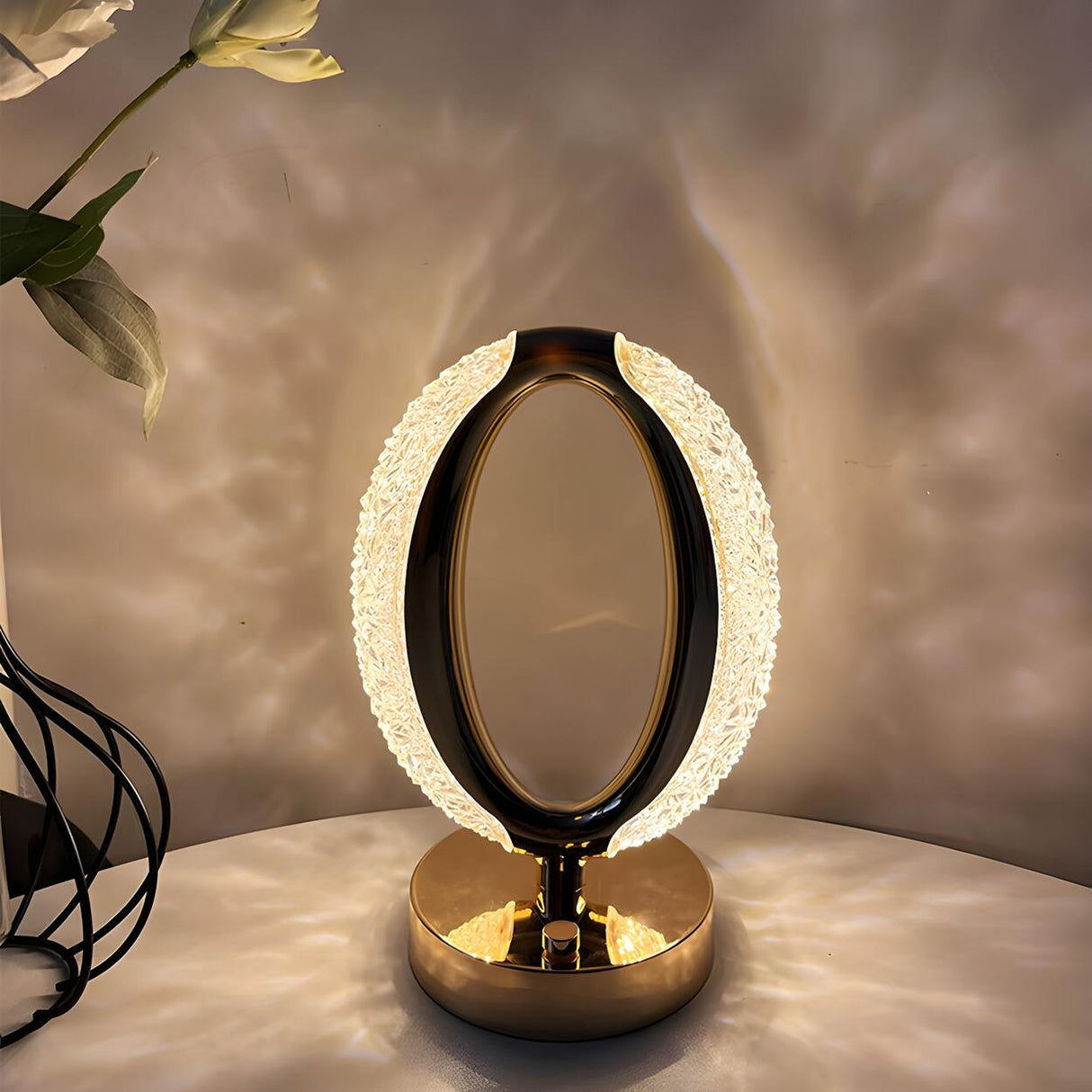 Stylish Simple Crystal Finish Oval Metal Table Lamp Image - 7