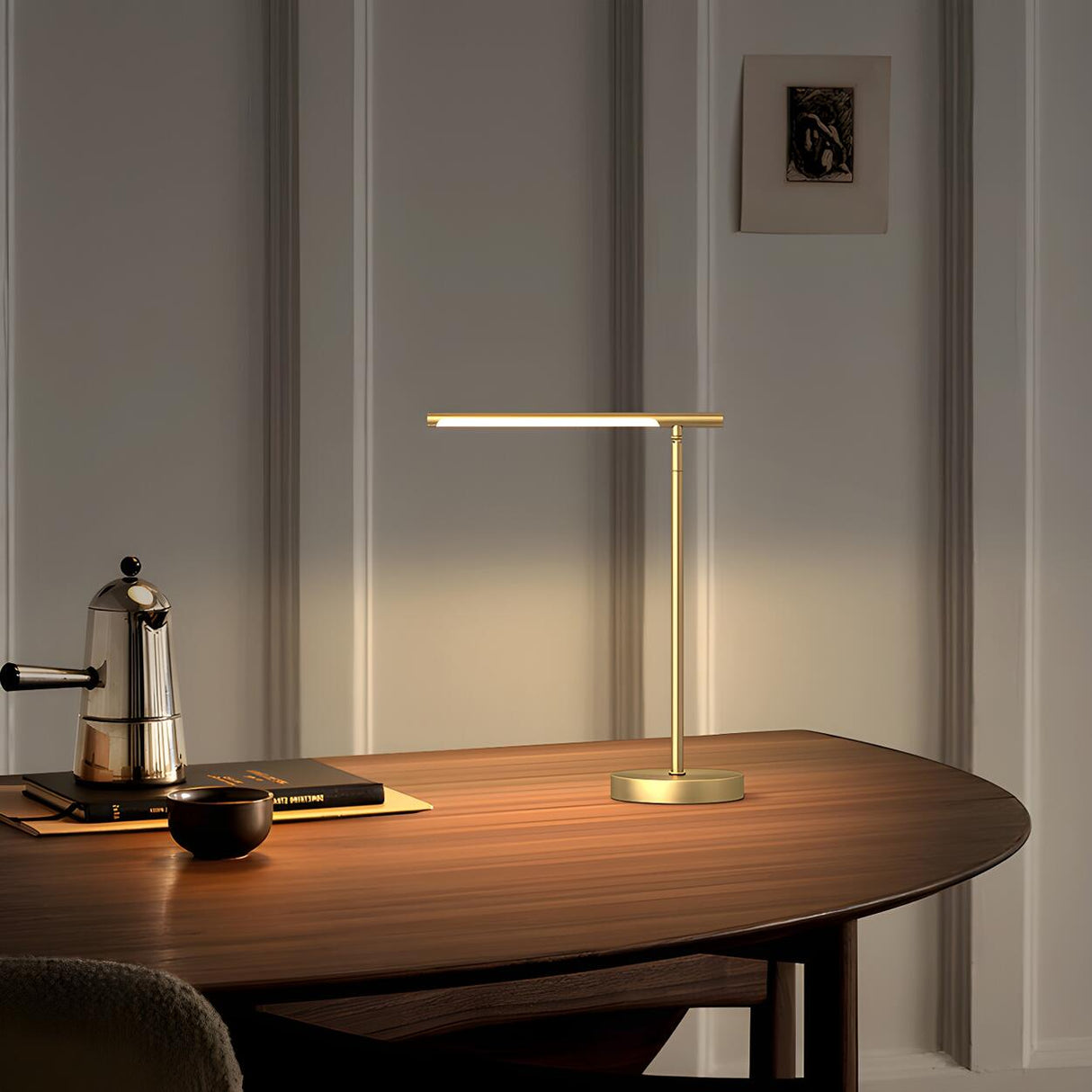 Stylish Simple Gold Linear LED Metal Bedside Table Lamp Image - 12