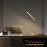 Stylish Simple Gold Linear LED Metal Bedside Table Lamp Image - 2