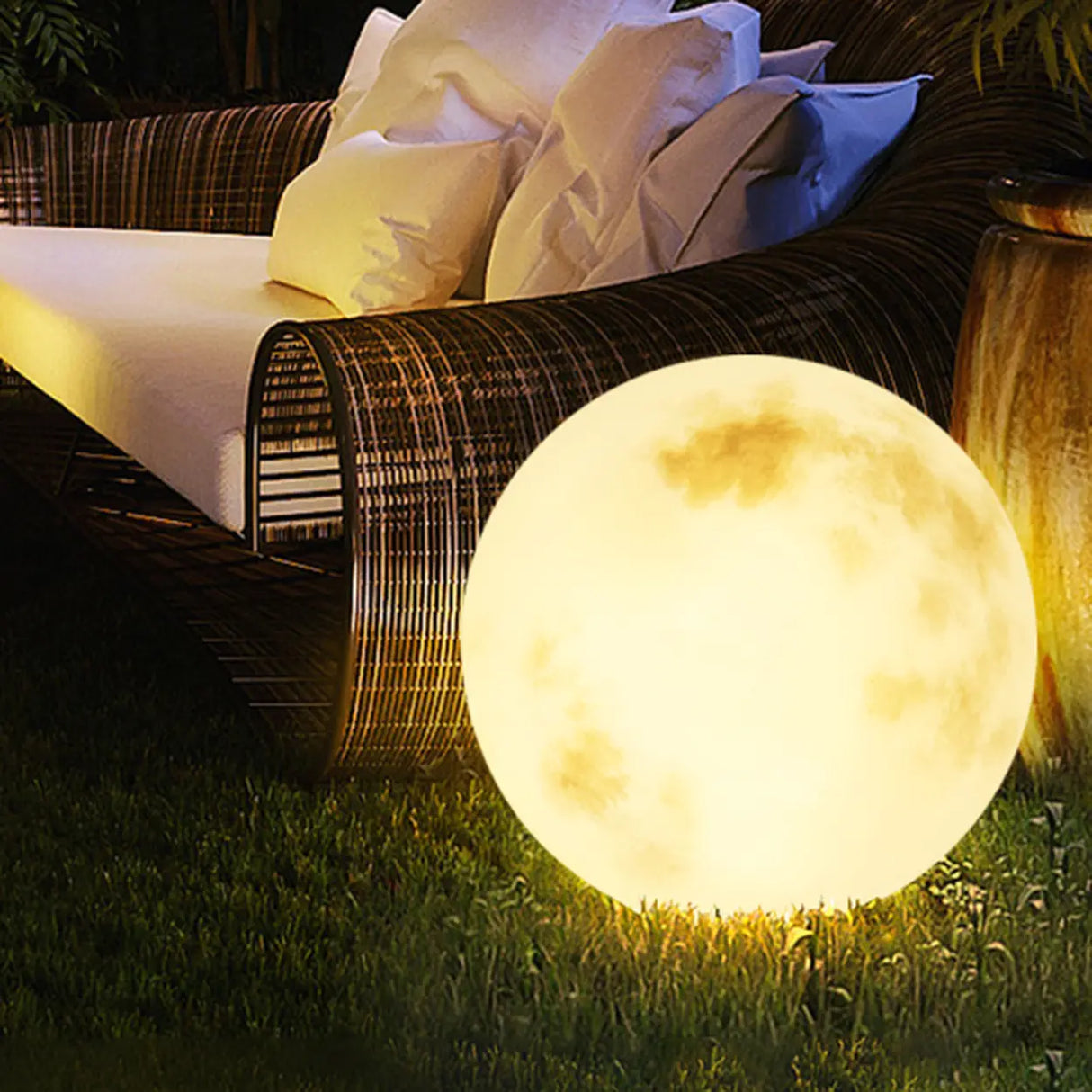 Stylish Simple Moon Globe LED Outdoor Floor Table Lamp Image - 8