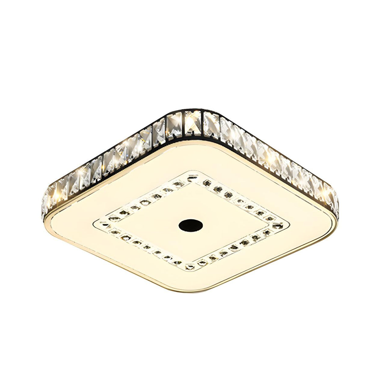 Stylish Small Square Crystal LED Flush Mount Light Image - 3