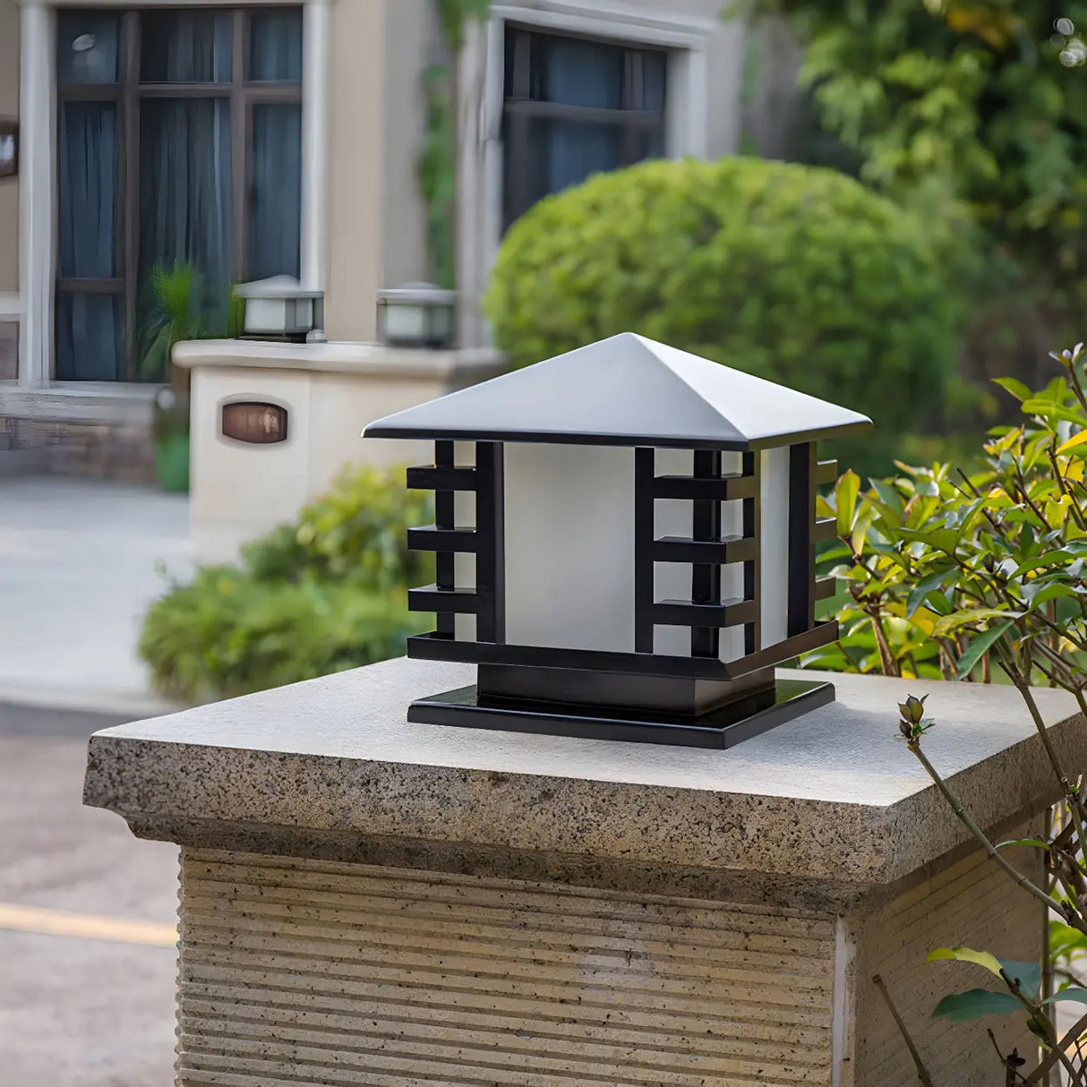 Stylish Solar Lantern Outdoor Black Pathway Table Lamp Image - 5