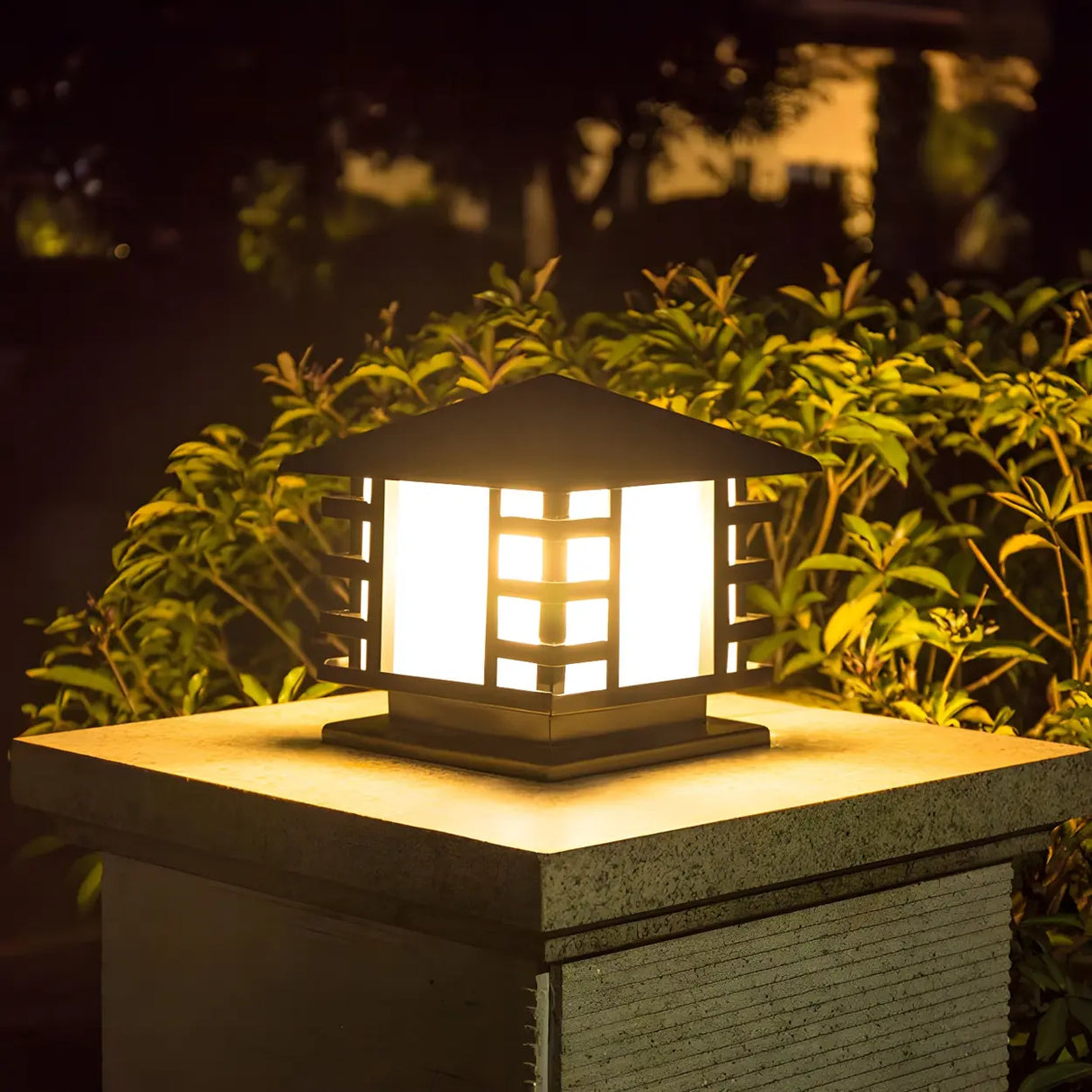 Stylish Solar Lantern Outdoor Black Pathway Table Lamp Image - 9