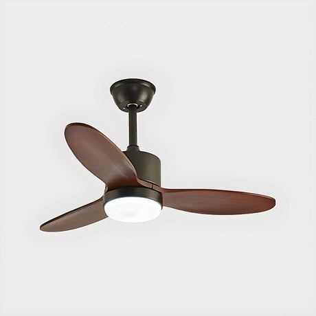 Stylish Solid Wood 3-Blade LED Ceiling Fan with Light Image - 2