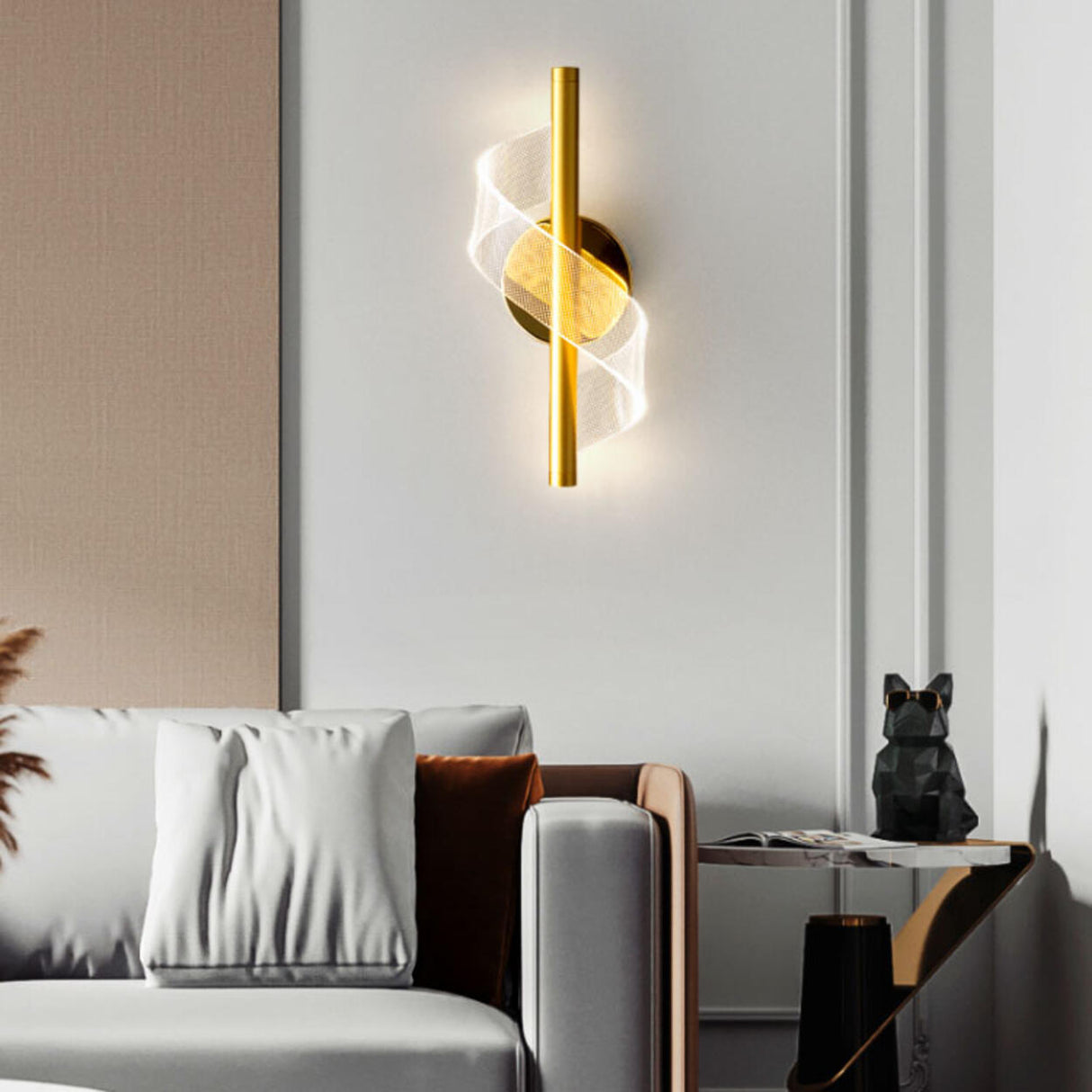 Stylish Spiral LED Design Gold Bedside Wall Sconce Image - 5