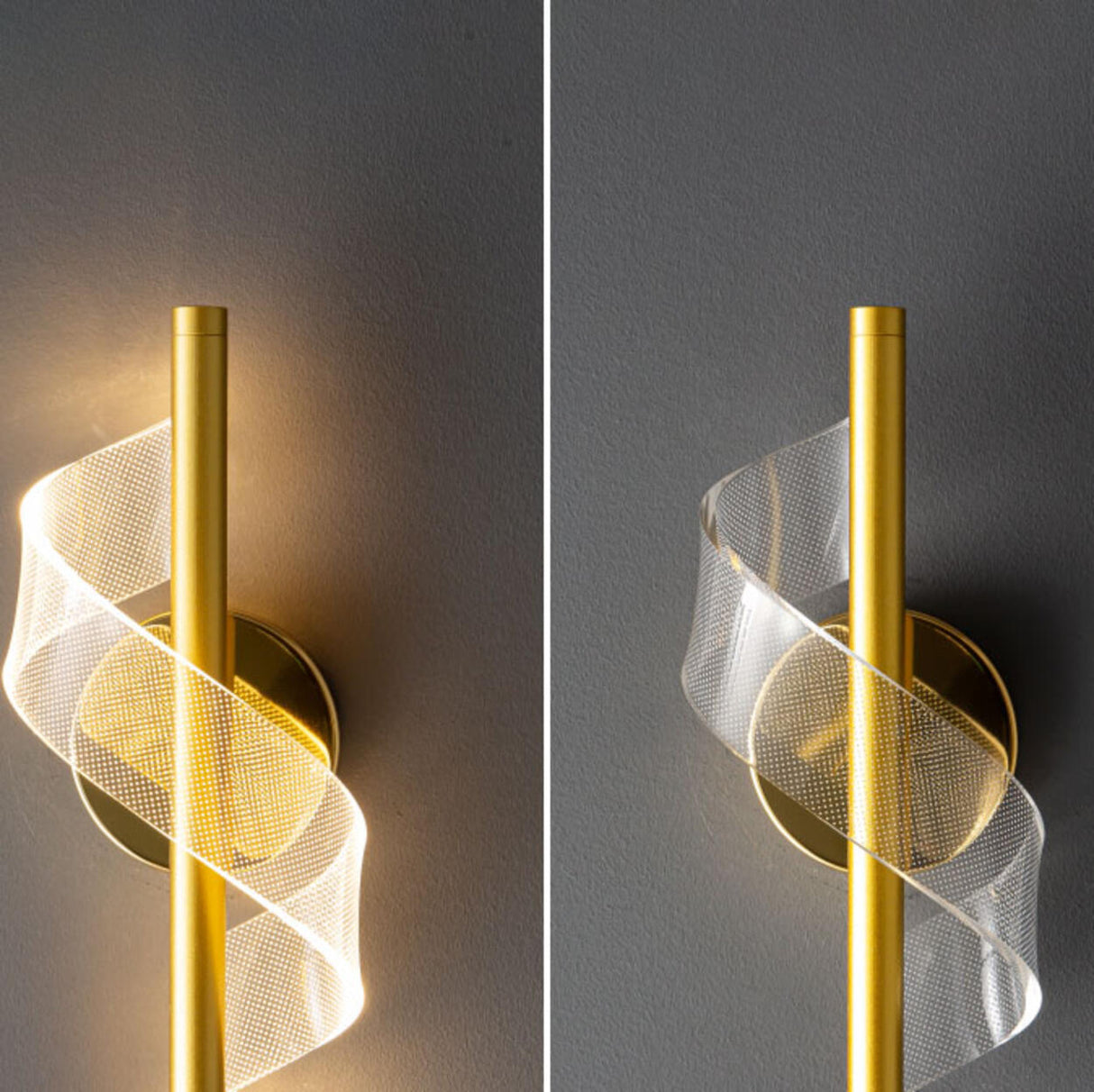 Stylish Spiral LED Design Gold Bedside Wall Sconce Image - 9