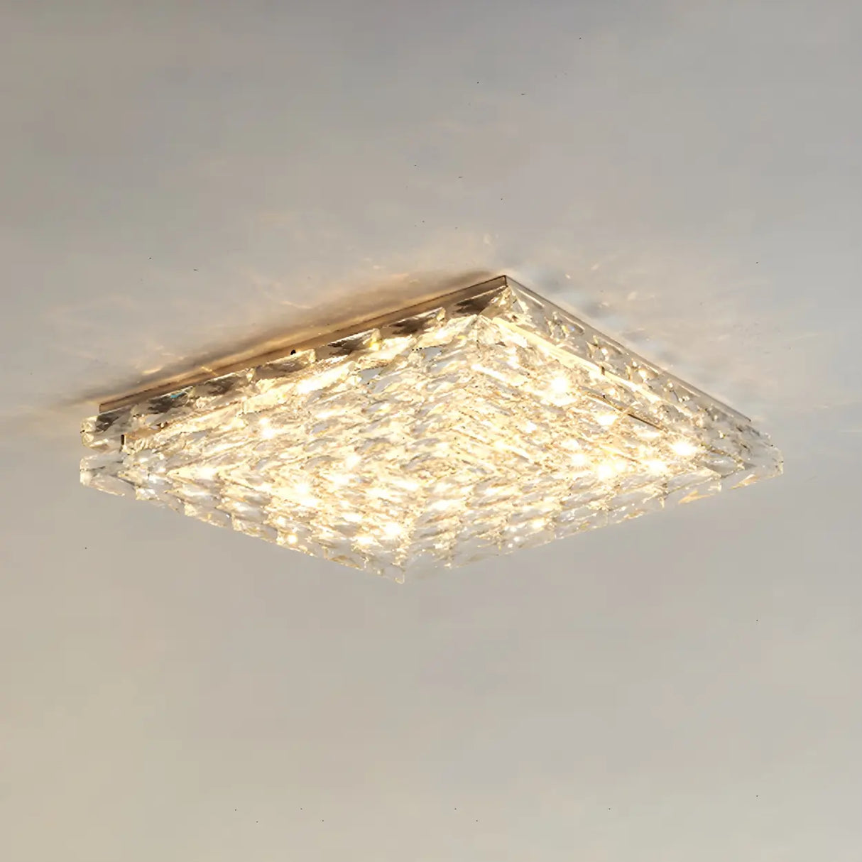 Stylish Square Crystal LED Flush Mount Ceiling Light Image - 5