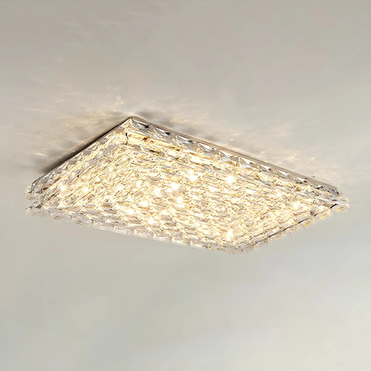 Stylish Square Crystal LED Flush Mount Ceiling Light Image - 6