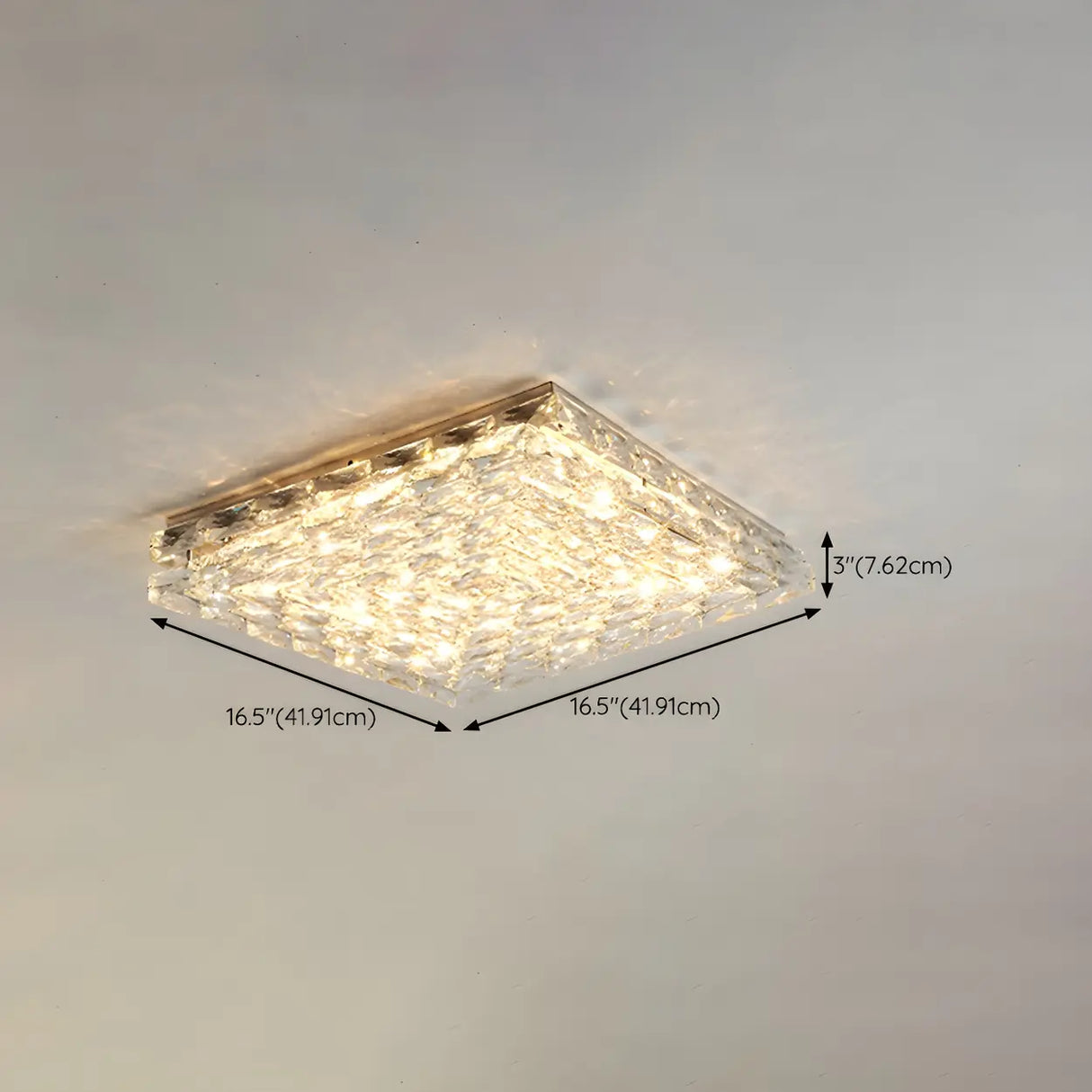 Stylish Square Crystal LED Flush Mount Ceiling Light 