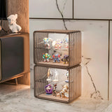 Stylish Stackable Clear Curio Display Cabinet Green Image - 12