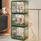 Stylish Stackable Clear Curio Display Cabinet Green Image - 22