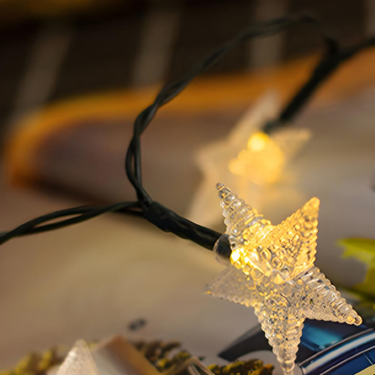 Stylish Star Black Outdoor Christmas String Lights Image - 10