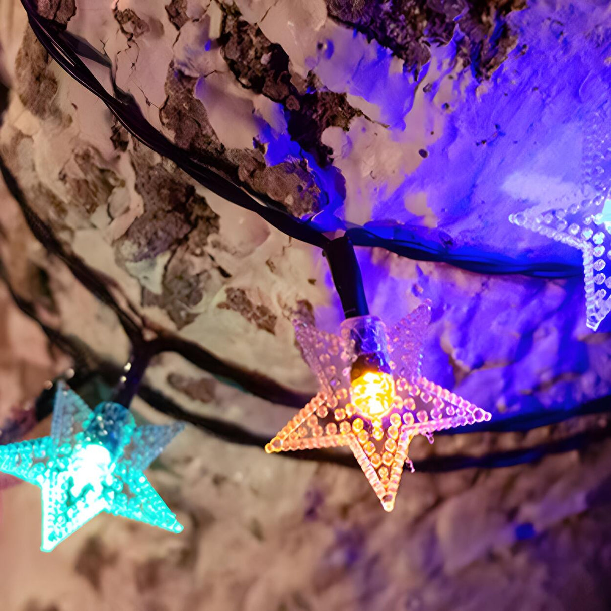 Stylish Star Black Outdoor Christmas String Lights Image - 12