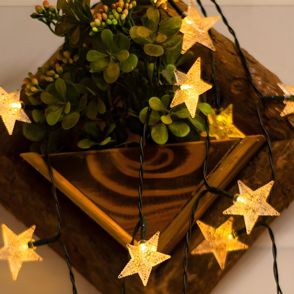 Stylish Star Black Outdoor Christmas String Lights Image - 5