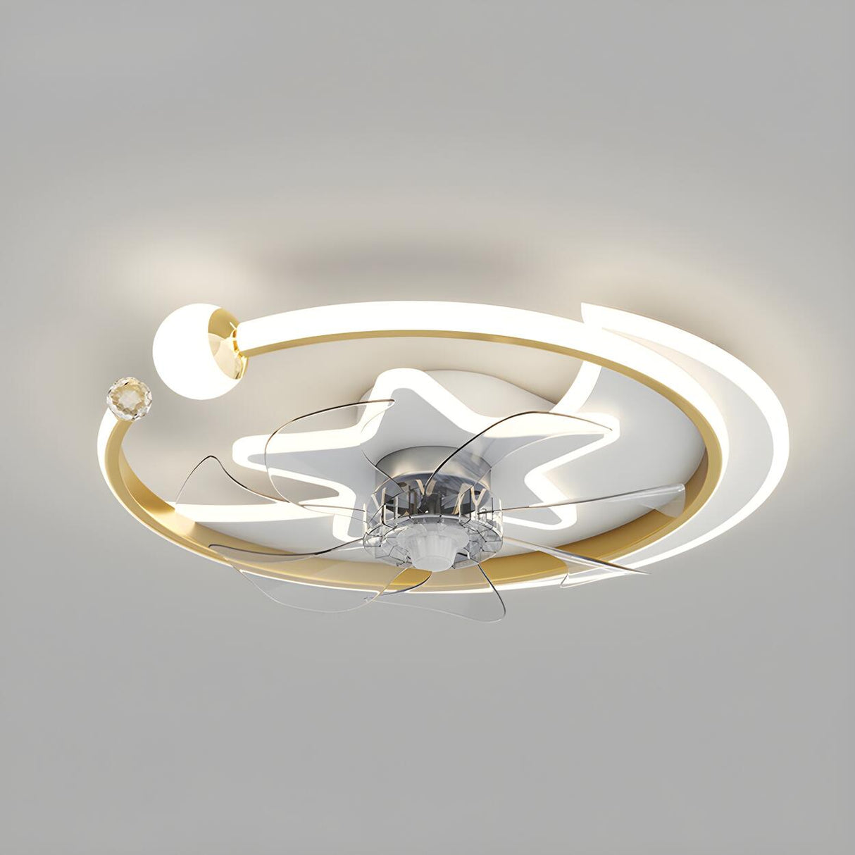 Stylish Star Ring Flush Mount Ceiling Fan with Light Image - 8