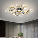 Stylish Starburst Ring Decor Ceiling Fan with Light Image - 12