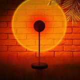 Stylish Sunset Projection LED Black Round Floor Lamp Image - 1