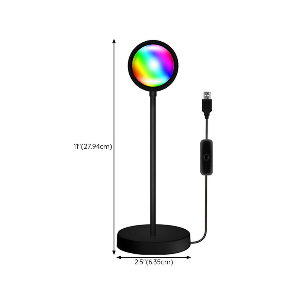 Stylish Sunset Projection LED Black Round Floor Lamp 