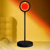 Stylish Sunset Projection LED Black Round Floor Lamp Image - 3