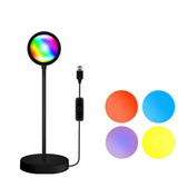 Stylish Sunset Projection LED Black Round Floor Lamp Image - 4