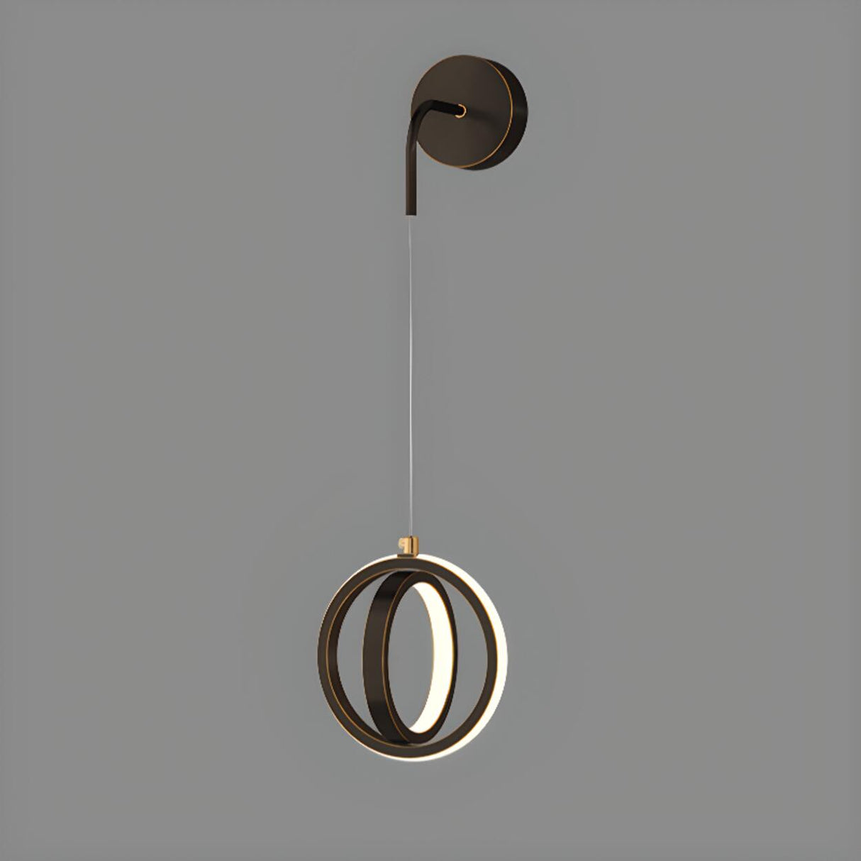 Stylish Suspended Gold Oval Metal LED Wall Light Image - 10