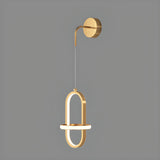 Stylish Suspended Gold Oval Metal LED Wall Light Image - 11