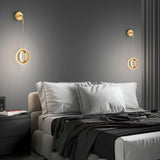 Stylish Suspended Gold Oval Metal LED Wall Light Image - 15