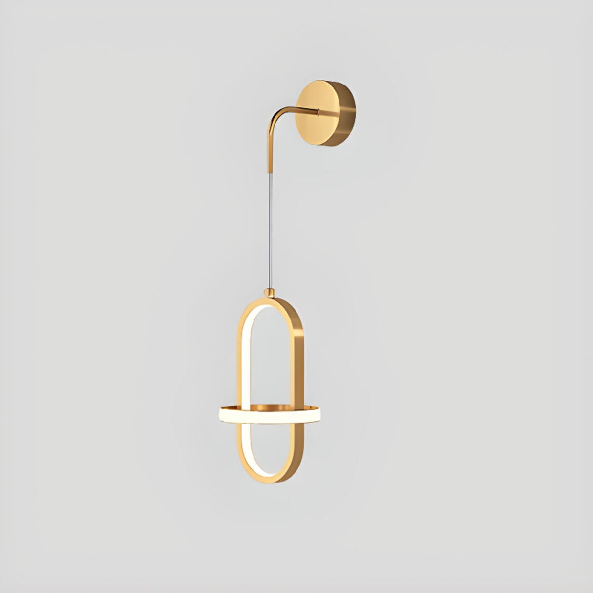 Stylish Suspended Gold Oval Metal LED Wall Light Image - 7