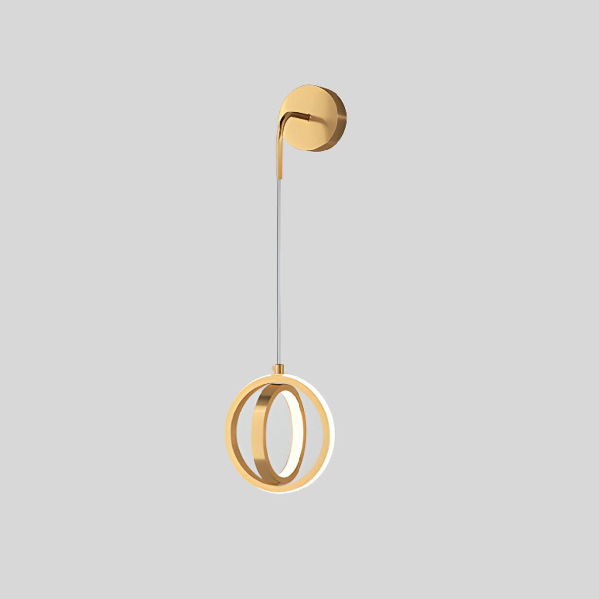 Stylish Suspended Gold Oval Metal LED Wall Light Image - 8