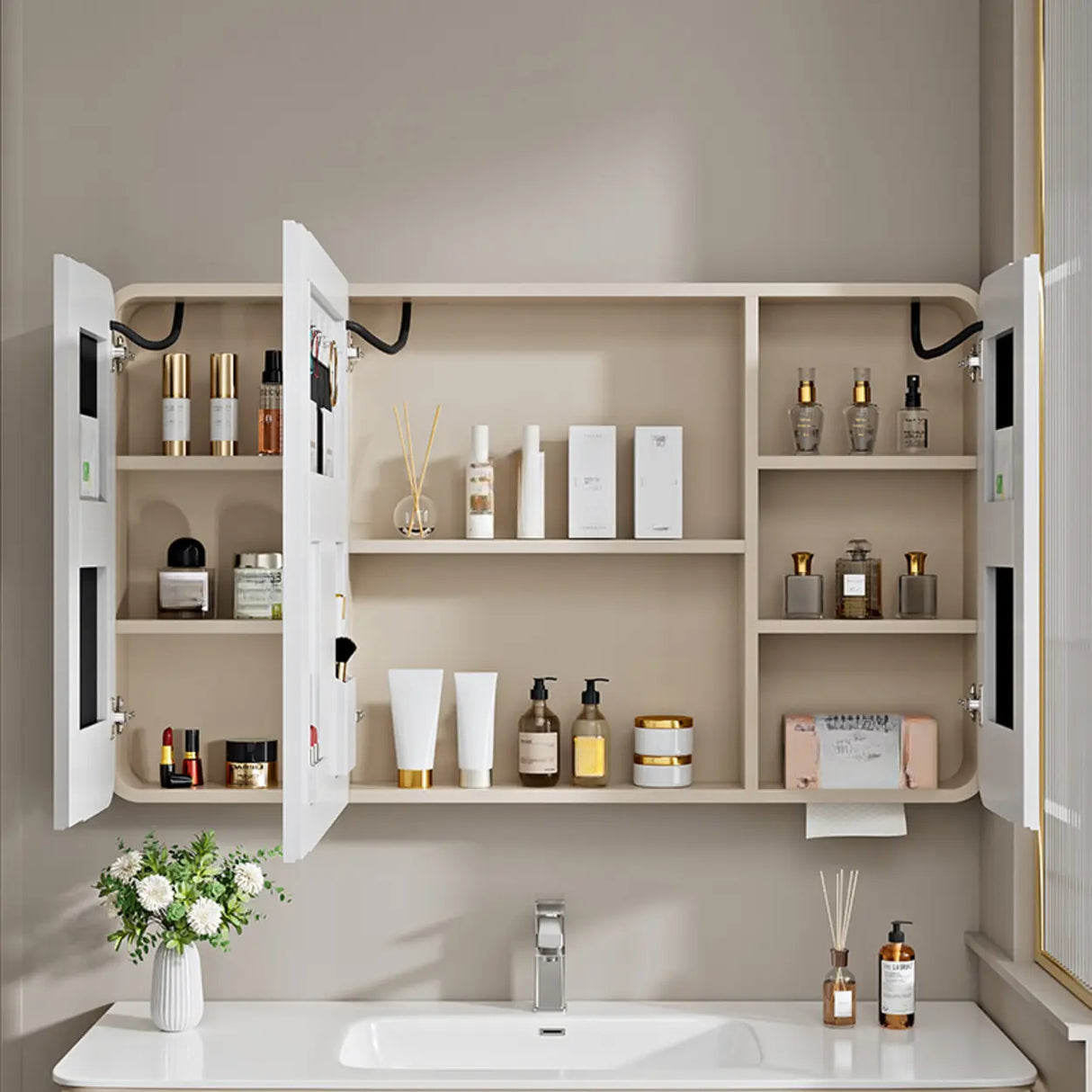 Stylish Swinging Doors Frameless Small Medicine Cabinet Image - 3