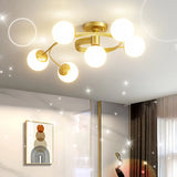 Stylish Swirl Gold Globe Semi-Flush Mount Ceiling Light Image - 1