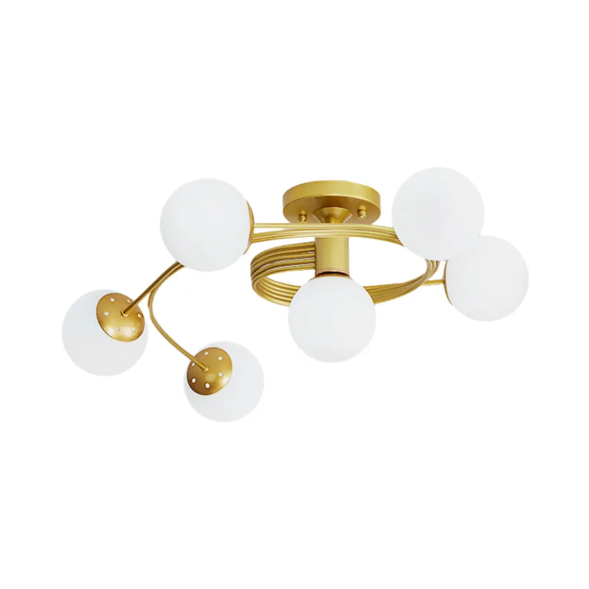 Stylish Swirl Gold Globe Semi-Flush Mount Ceiling Light Image - 10