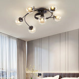 Stylish Swirl Gold Globe Semi-Flush Mount Ceiling Light Image - 13