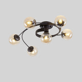 Stylish Swirl Gold Globe Semi-Flush Mount Ceiling Light Image - 16