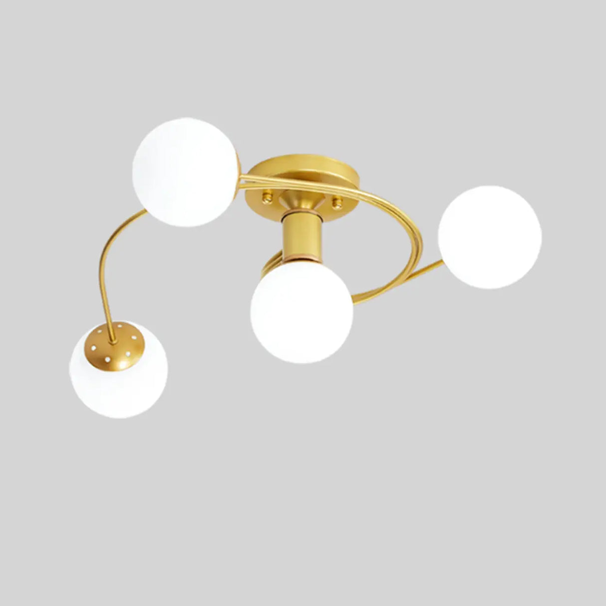 Stylish Swirl Gold Globe Semi-Flush Mount Ceiling Light Image - 18