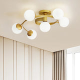 Stylish Swirl Gold Globe Semi-Flush Mount Ceiling Light Image - 4