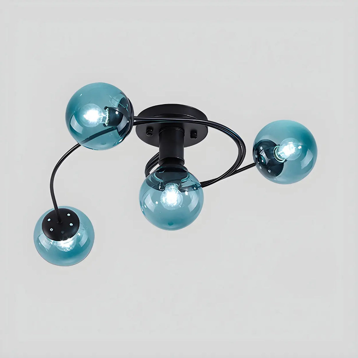 Stylish Swirl Gold Globe Semi-Flush Mount Ceiling Light Image - 7