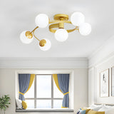 Stylish Swirl Gold Globe Semi-Flush Mount Ceiling Light Image - 9