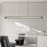 Stylish Textured Rectangular LED Island Pendant Light Image - 5