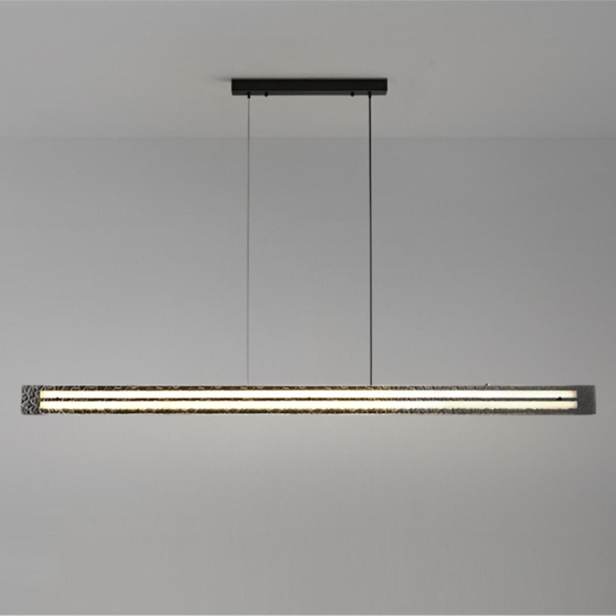 Stylish Textured Rectangular LED Island Pendant Light Image - 6