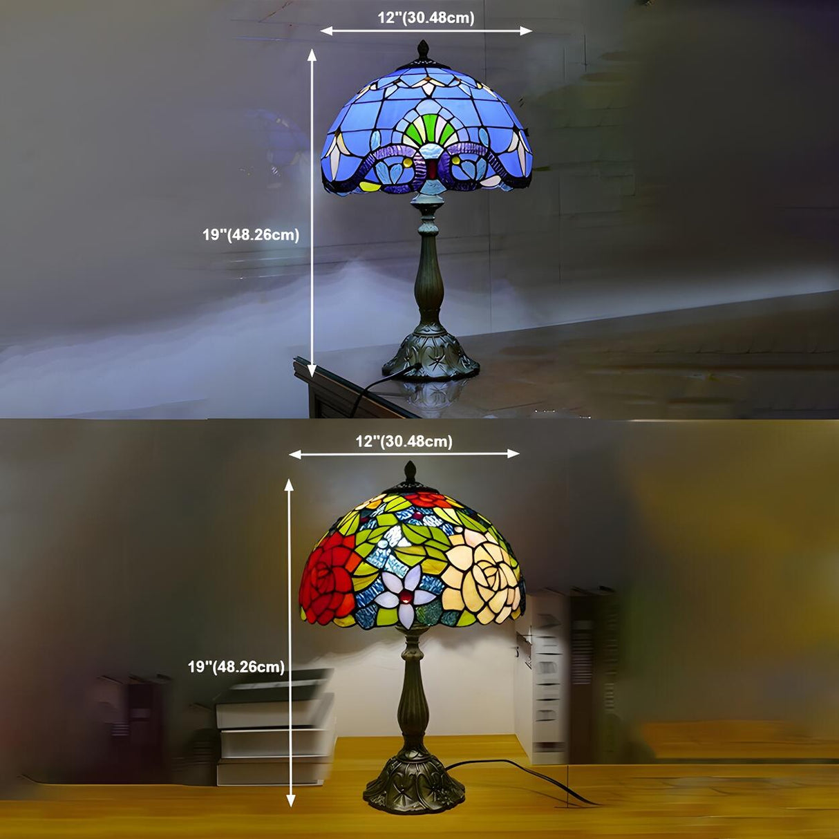 Stylish Tiffany Stained Glass Bedside Decor Table Lamp 