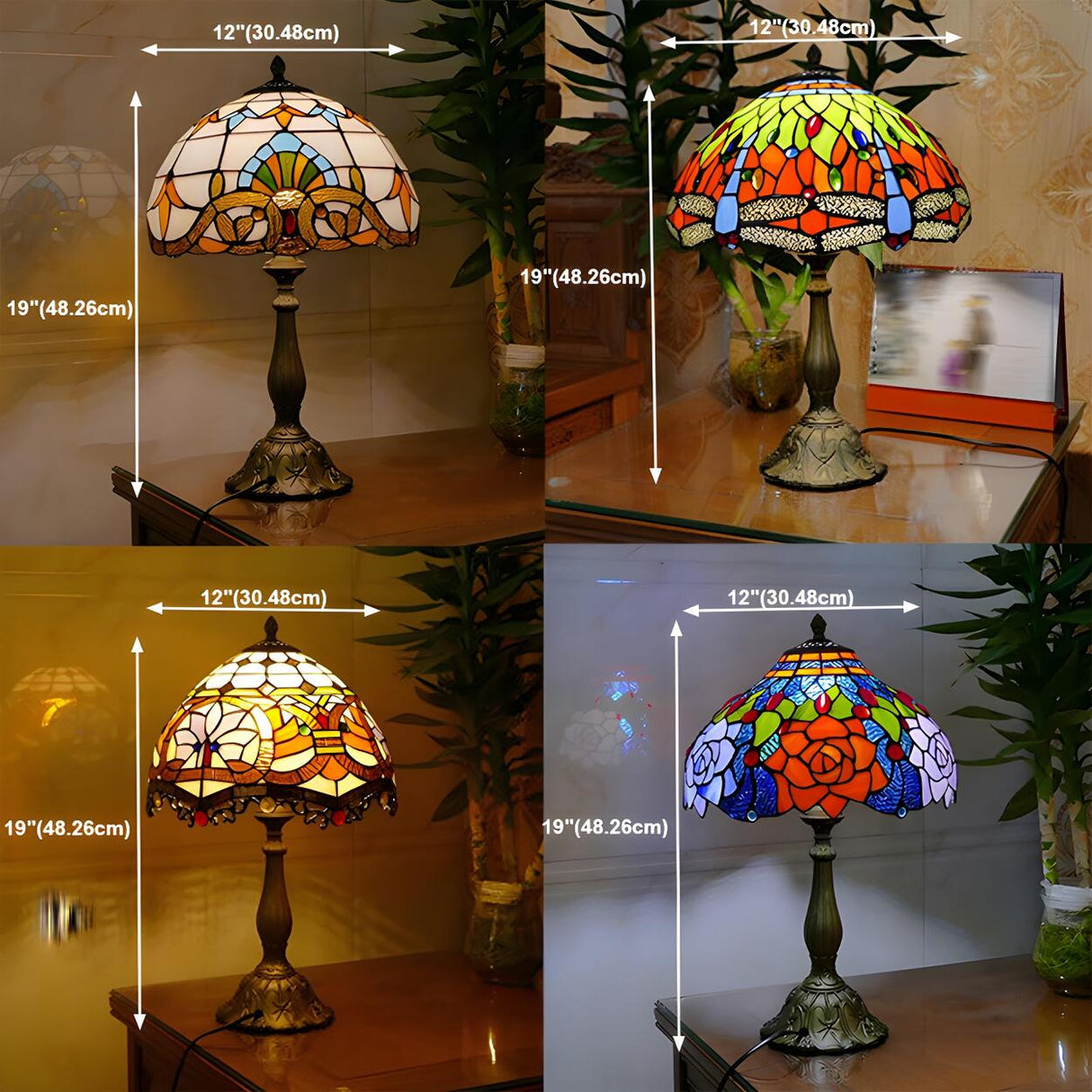 Stylish Tiffany Stained Glass Bedside Decor Table Lamp Image - 33